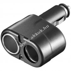12-24V 2in1 mini aut�s adapter 2A 2x szivargy�jt� aljzat fekete