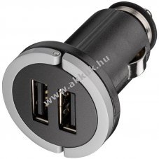 Dual USB aut�s t�lt� 12V/24V 2,1A 2x USB szivargy�jt� fekete