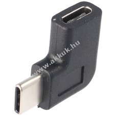 USB-C 90�-os adapter fekete USB-C aljzat USB-C dug� 5 Gbit/s