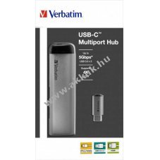 Verbatim Multiport hub USB-C 2x USB3.0 HDMI 4K USB-C t�lt�s 15cm k�bel