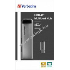 Verbatim USB-C multiport hub 4x USB-A USB 3.2 Gen.1 15cm ez�st csomag