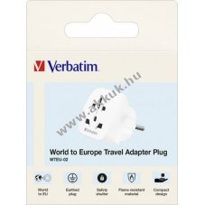 Verbatim univerz�lis utaz� adapter WTEU-02 100-250V 50/60Hz feh�r