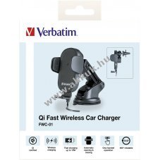 Verbatim FWC-01 vezet�k n�lk�li aut�s gyorst�lt� Qi 9V/1.67A 12V/1.5A-3A USB A-C k�bel 1m