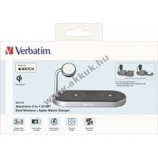 Verbatim WCS-03 3az1 Qi MFi vezet�k n�lk�li t�lt� 2x okostelefon 1x okos�ra fekete