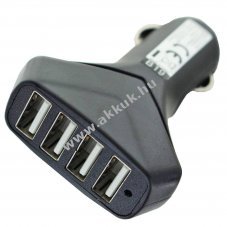 KFZ USB t�lt�adapter 4 port 6,0A Auto-ID fekete