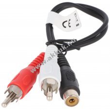 Audio-video k�bel 0,2m 1x RCA (cinch) aljzat 2x RCA (cinch) dug�