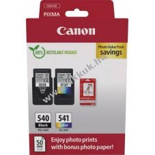 Eredeti Canon nyomtat� tintapatron PG-540/CL-541 fekete/sz�nes kombipack + 50db fot�pap�r 10x15cm