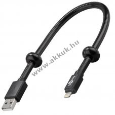 USB 2.0 Lightning t�lt�- �s szinkron k�bel hatty�nyak tart� iPhone iPad tablet 30cm fekete
