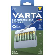 Varta Eco Charger Multi Recycled t�lt� 8db/csomag AA Mignon ceruza akku 2100mAh NiMH