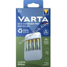 Varta Eco Charger Pro Recycled t�lt� + Mignon ceruza/AAA akku 800mAh 4db/csomag NiMH
