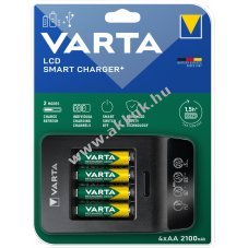 Varta LCD Smart Charger USB t�lt� + 4x AA Mignon ceruza 2100mAh akku NiMH