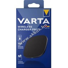 Varta Fast Wireless Charger Pro vezet�k n�lk�li t�lt� Qi 15W 5V/9V/12V fekete USB Micro-B 1db/csomag