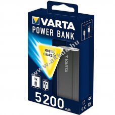 Varta powerbank 5V 5200mAh 1db/csomag Micro USB k�bellel 4LED s�t�tsz�rke Li-Ion