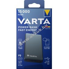 Varta Fast Energy powerbank akku 5V 15000mAh USB-C USB-A Micro Li-Polymer