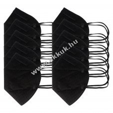 FFP2 v�d�maszk fekete 5-r�teg� 10db/csomag DIN EN1492001+A12009