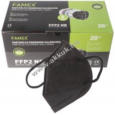 FFP2 v�d�maszk fekete 5 r�teg szelep n�lk�li DIN EN1492001+A12009 20db/csomag