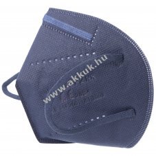 FFP2 v�d�maszk 5 r�teg� k�k 10db/csomag DIN EN1492001+A12009 szelep n�lk�l egyenk�nt f�li�zva