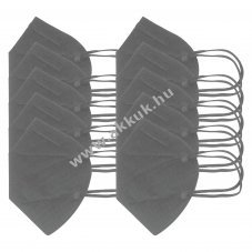 FFP2 partikelfil�l� f�lmaszk 5-lagig sz�rke 10db/csomag tan�s�tott DIN EN1492001+A12009
