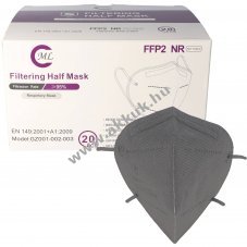 20db/csomag FFP2 sz�rke 5-r�teg� v�d�maszk szelepes n�lk�l DIN EN1492001+A12009