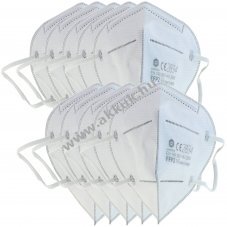10db/csomag FFP2 v�d�maszk 5 r�teg� szelep n�lk�li DIN EN1492001+A12009
