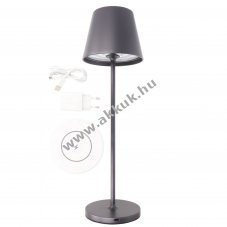 LED asztali l�mpa antracit Li-ion akkuval �s t�lt��llom�ssal
