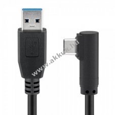 USB-C csatlakoz� - USB A 3.0 90� k�bel 0,5m fekete 4,5W 5Gbit/s