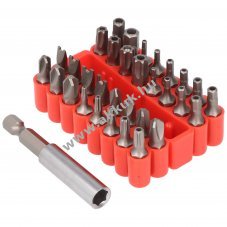 33 r�szes univerz�lis bitszett Torx, Philips, Tri-Wing, hatsz�g 6,35mm m�gneses bithordoz�