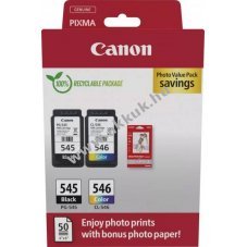 Eredeti Canon nyomtat� tintapatron PG-545/CL-546 fekete/sz�nes kombicsomag 50lap 10x15cm fot�pap�r
