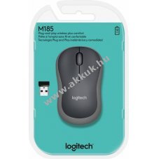 Logitech M185 vezet�k n�lk�li optikai eg�r 1000dpi 3 gomb USB nano vev� sz�rke-fekete