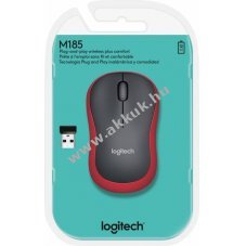 Logitech M185 vezet�k n�lk�li optikai eg�r 1000dpi 3 gomb piros