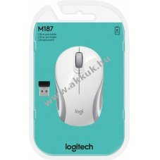 Logitech M187 ultrakompakt vezet�k n�lk�li optikai eg�r 1000dpi 3gomb feh�r