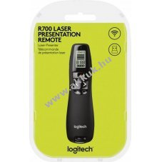 Logitech Presenter R700 vezet�k n�lk�li l�zeres t�vvez�rl� 6 gomb 2x AAA elemmel fekete