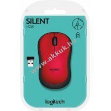 Logitech M220 csendes vezet�k n�lk�li optikai eg�r 1000dpi 3 gomb piros