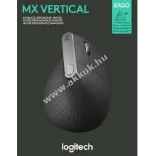 Logitech MX Vertical vezet�k n�lk�li eg�r 4000dpi 6 gomb Unifying Bluetooth antracit be�p�tett akku
