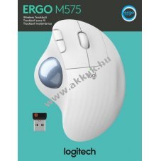 Logitech M575 vezet�k n�lk�li trackball eg�r USB Unifying Bluetooth optikai 400-2000dpi 5 gomb feh�r
