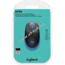Logitech M190 vezet�k n�lk�li optikai eg�r k�k 1000dpi 3 gomb USB nano vev�