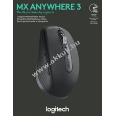 Logitech MX Anywhere 3 vezet�k n�lk�li eg�r grafit 200-4000dpi 6 gomb Unifying Bluetooth akku