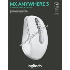 Logitech MX Anywhere 3 vezet�k n�lk�li eg�r akku Unifying Bluetooth 200-4000dpi 6 gomb vil�gossz�rke