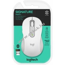 Logitech M650 L Signature vezet�k n�lk�li Bolt Bluetooth feh�r optikai 400-4000dpi 5 gomb jobbkezes