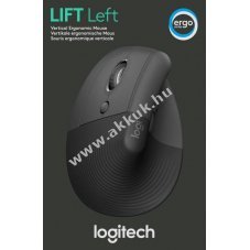 Logitech Lift vertik�lis vezet�k n�lk�li eg�r Bolt Bluetooth grafit optikai 4000dpi 6 gomb balkezes
