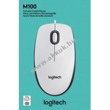 Logitech M100 optikai USB eg�r 1000dpi 3 gomb feh�r