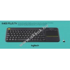 Logitech K400 vezet�k n�lk�li TV billenty�zet Unifying n�met kioszt�s Touchpad fekete