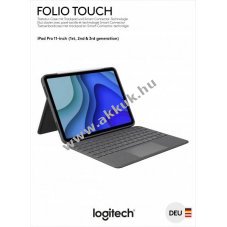 Logitech Folio Touch iPad Pro 11 Gen1/2/3/4 Smart Connector trackpad n�met kioszt�s grafit
