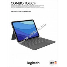 Logitech Combo Touch billenty�zet Smart Connector Apple iPad Pro 12.9 Gen.5/6 sz�rke trackpad DE