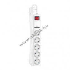 Arcas 5x Schuko eloszt� kapcsol�val 2 USB port feh�r