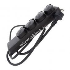 4-es k�lt�ri eloszt� fekete sz�n�, fed�llel IP44 keresztmetszet 1,5 mm? 4x Schuko-dugasz