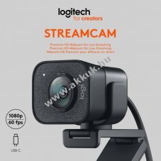 Logitech Webcam StreamCam grafit HD 1080p 30FPS USB Retail