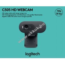 Logitech C505 HD webkamera 1280x720 30FPS USB fekete