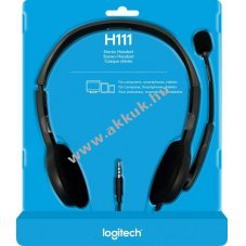 Logitech Headset H111 3,5mm jack sztere� fekete
