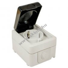 Schuko konnektor sz�rke fekete matt r��p�thet� IP44 16A 250V 1db/csomag